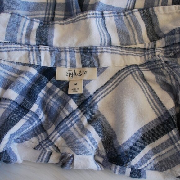 Style & Co Plaid Flannel Button Down Women's M Shirt - Picture 3 of 3